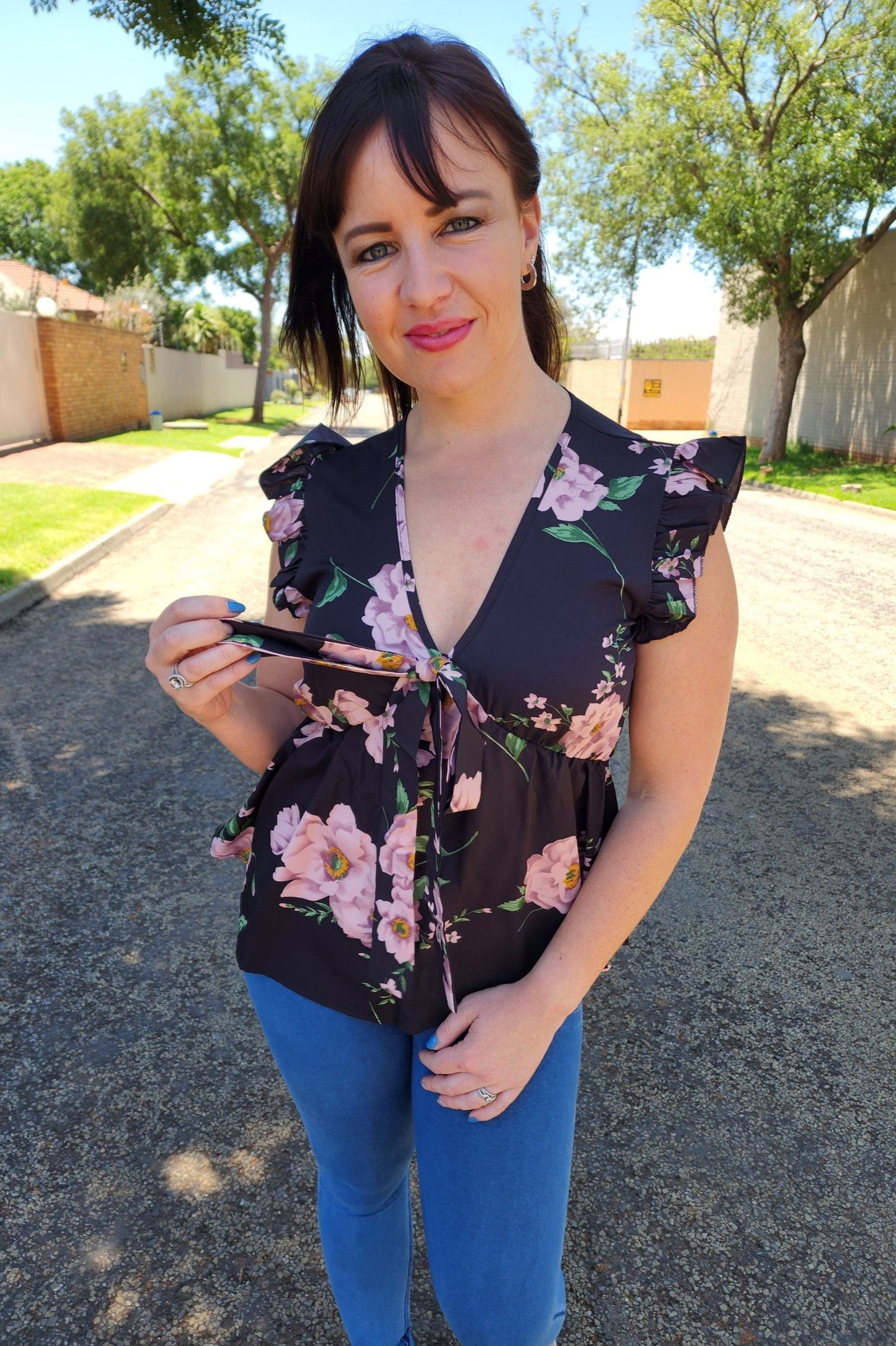 The 'Ruffle' Floral Belted Blouse
