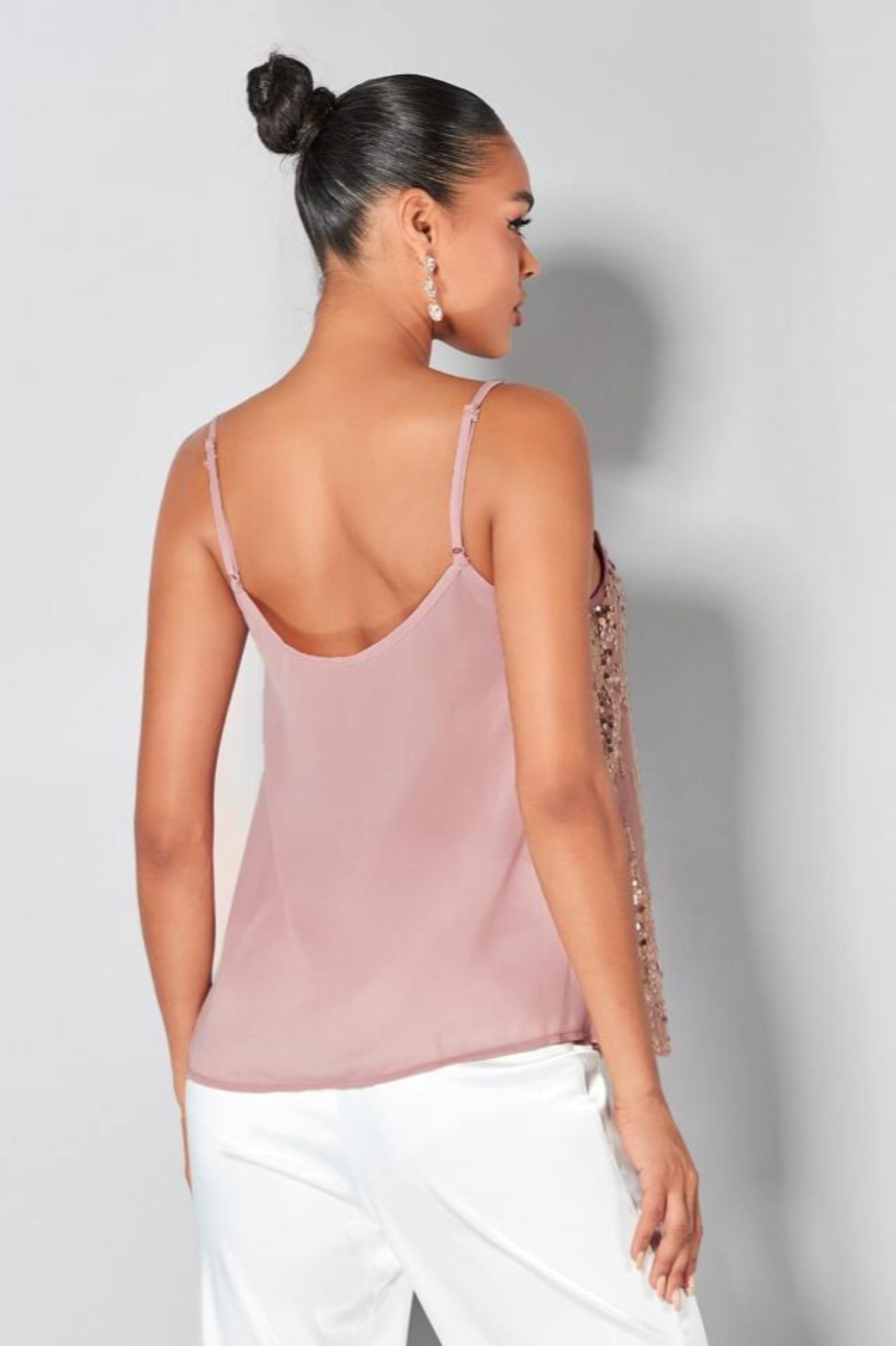 The 'Glam' Sweetheart Sequins Cami Party Top