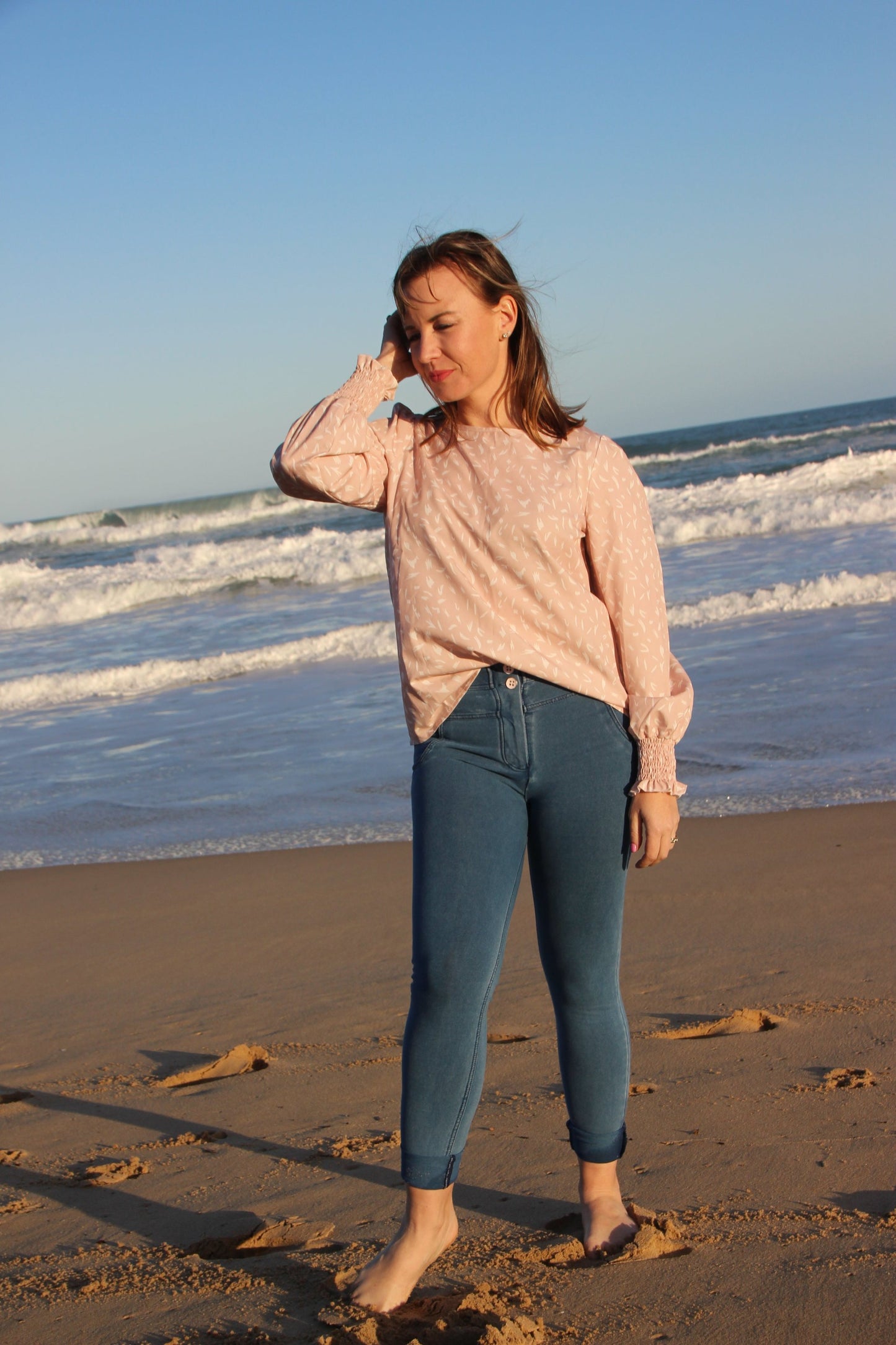 The 'Bloom' Allover Print Bishop Sleeve Blouse