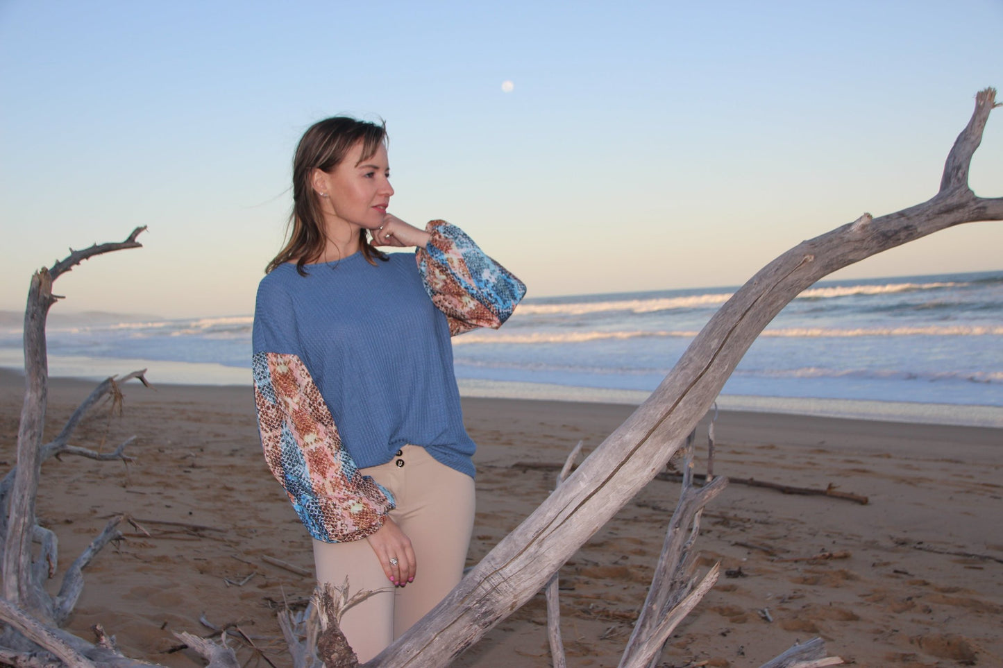 The 'Paisley' Contrast Print Lantern Sleeve Blouse