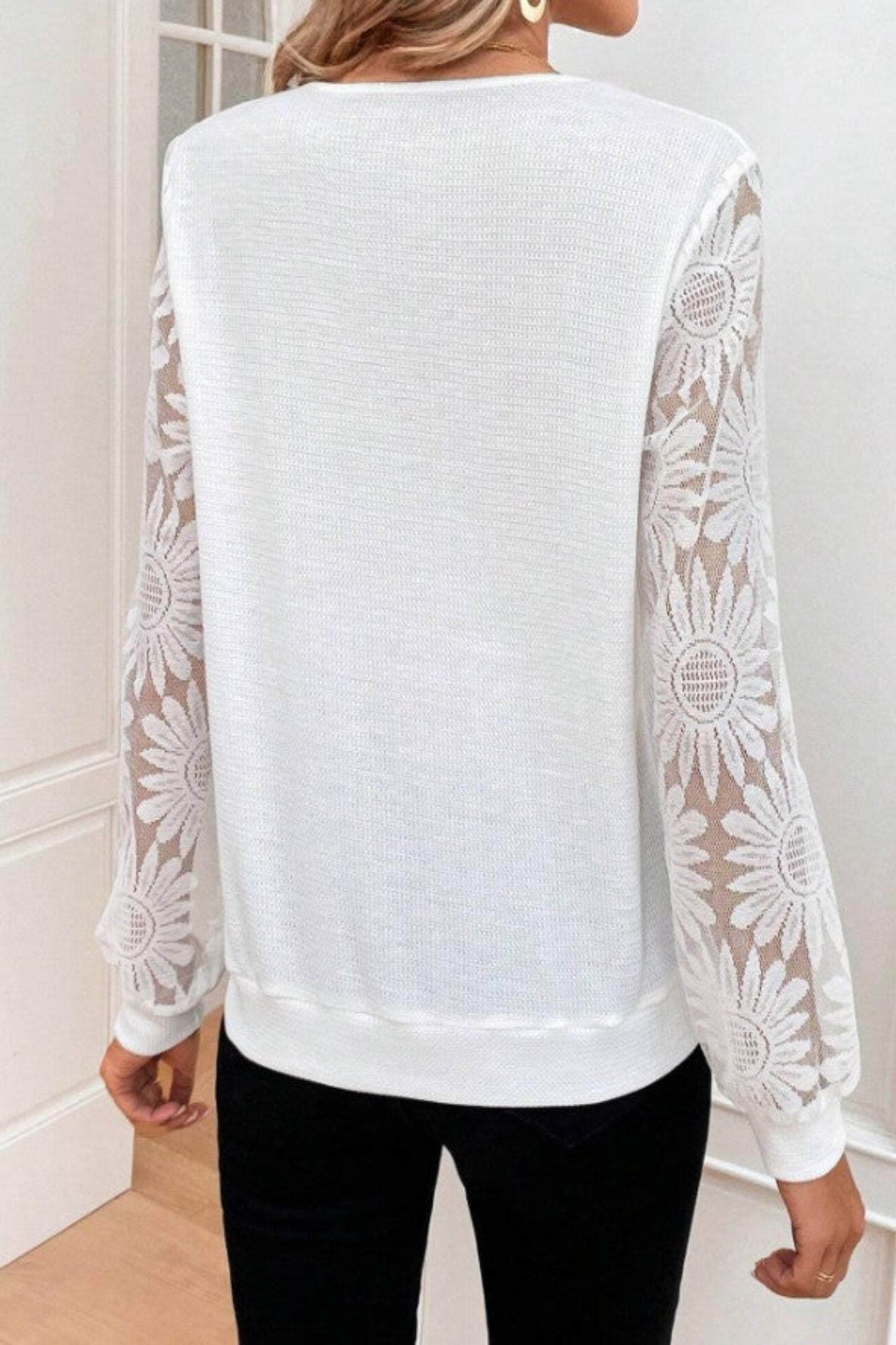 The 'Lace' Lantern Sleeve Guipure Lace Blouse