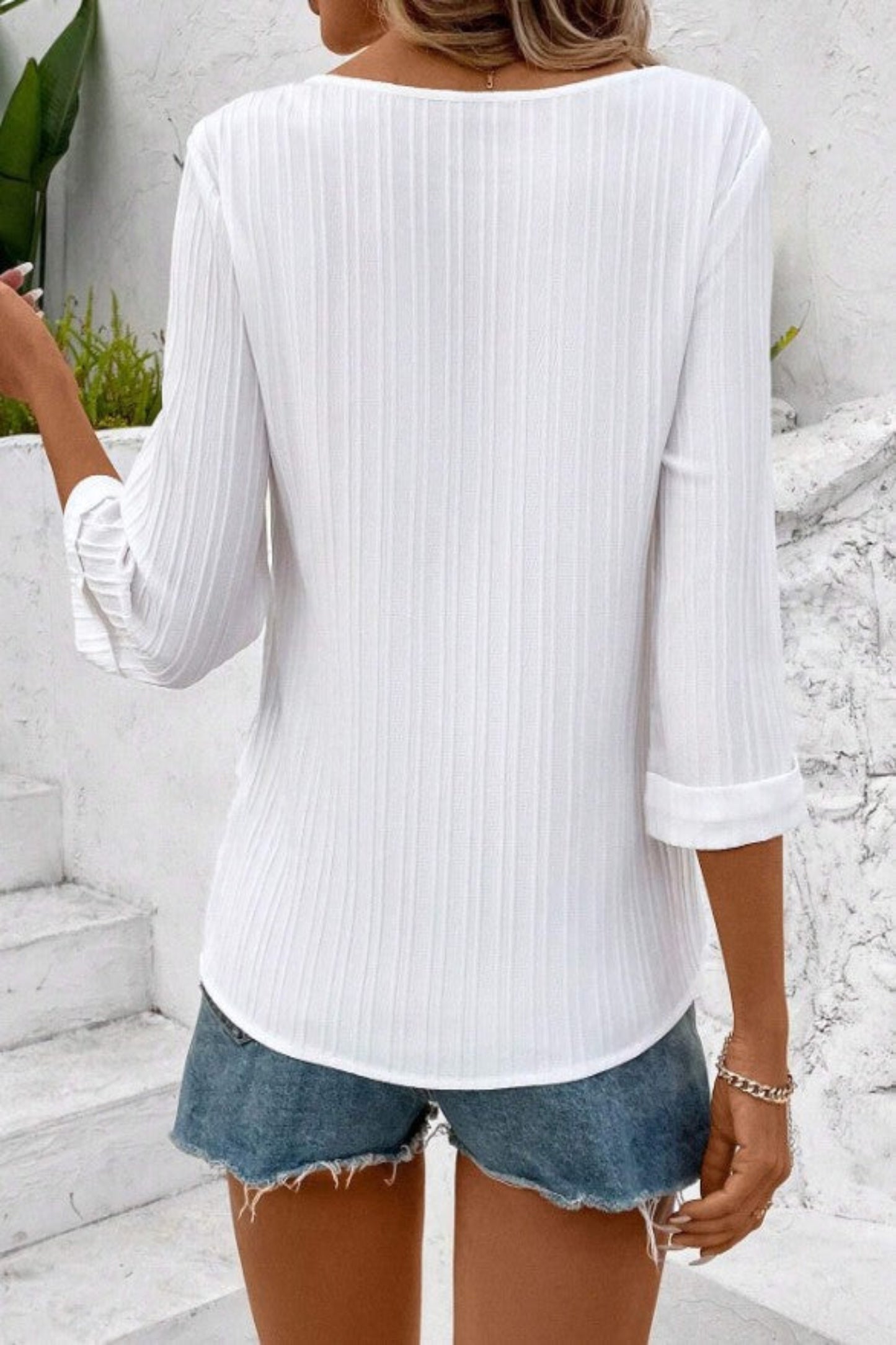 The 'Texture' Loose Three Quarter SleeveShirt
