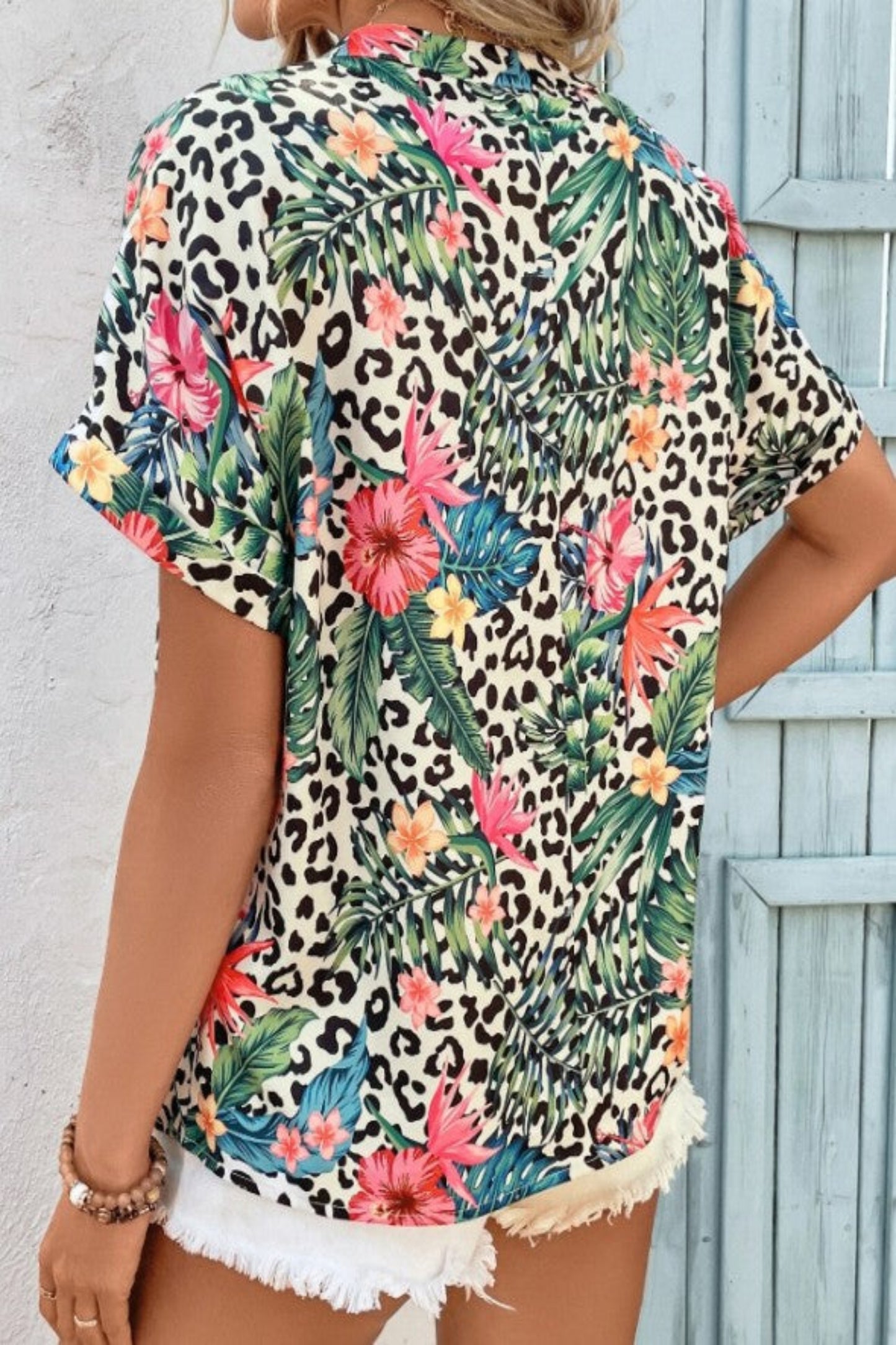 The 'Batwing' Leopard & Tropical Batwing Sleeve Blouse