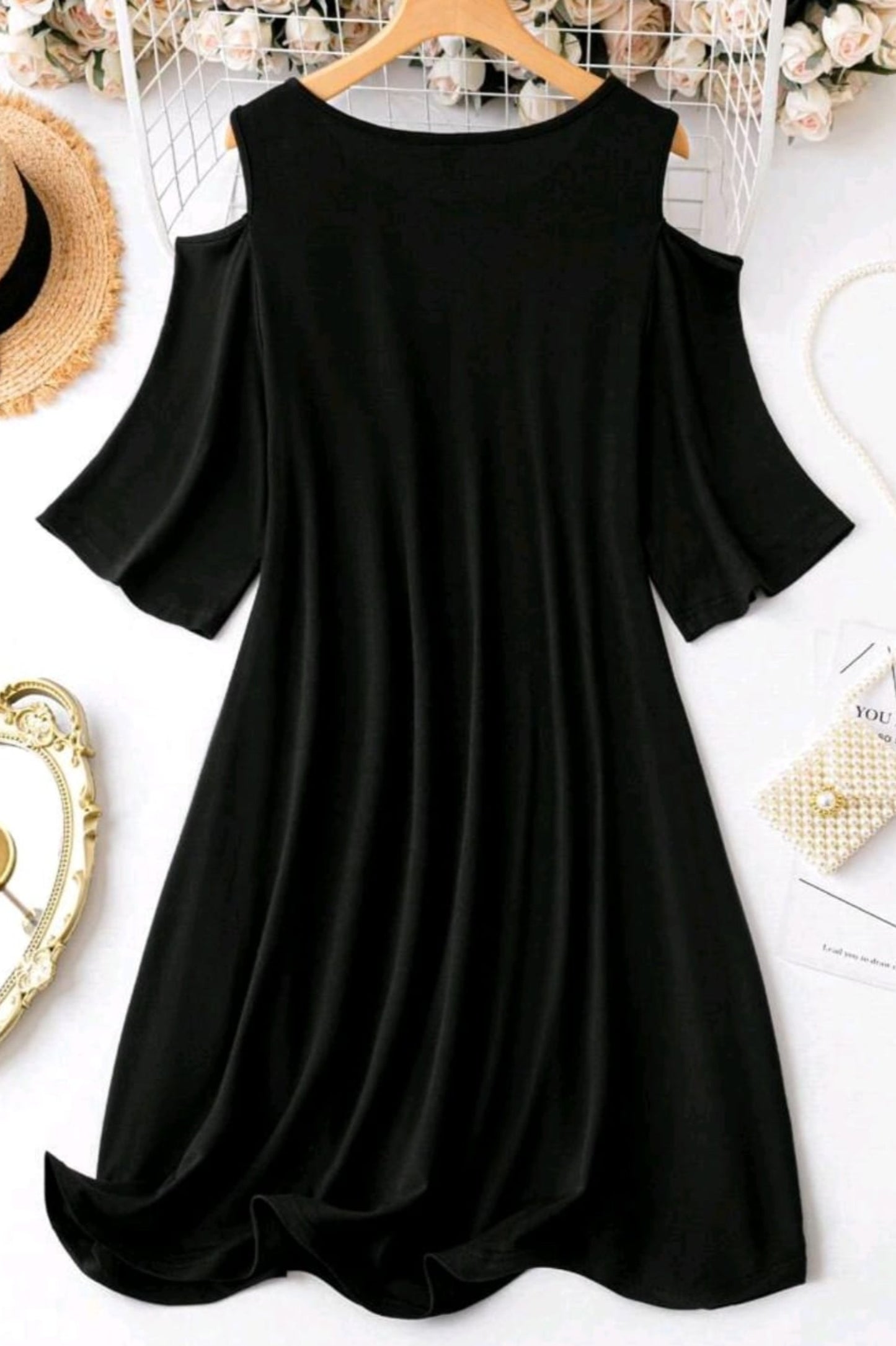 Plus Colorblock Cold Shoulder Maxi Dress