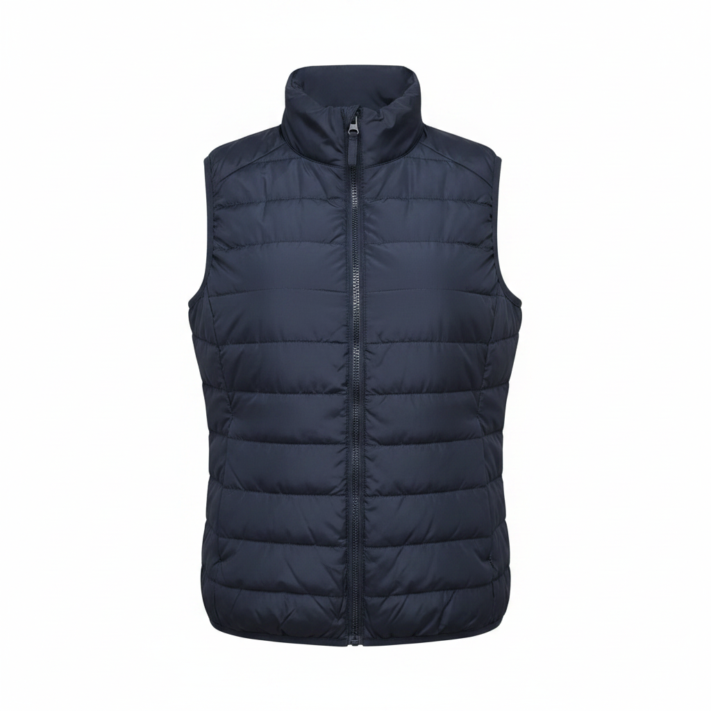 Ladies Pier One Navy Puffer Bodywarmer ā white background