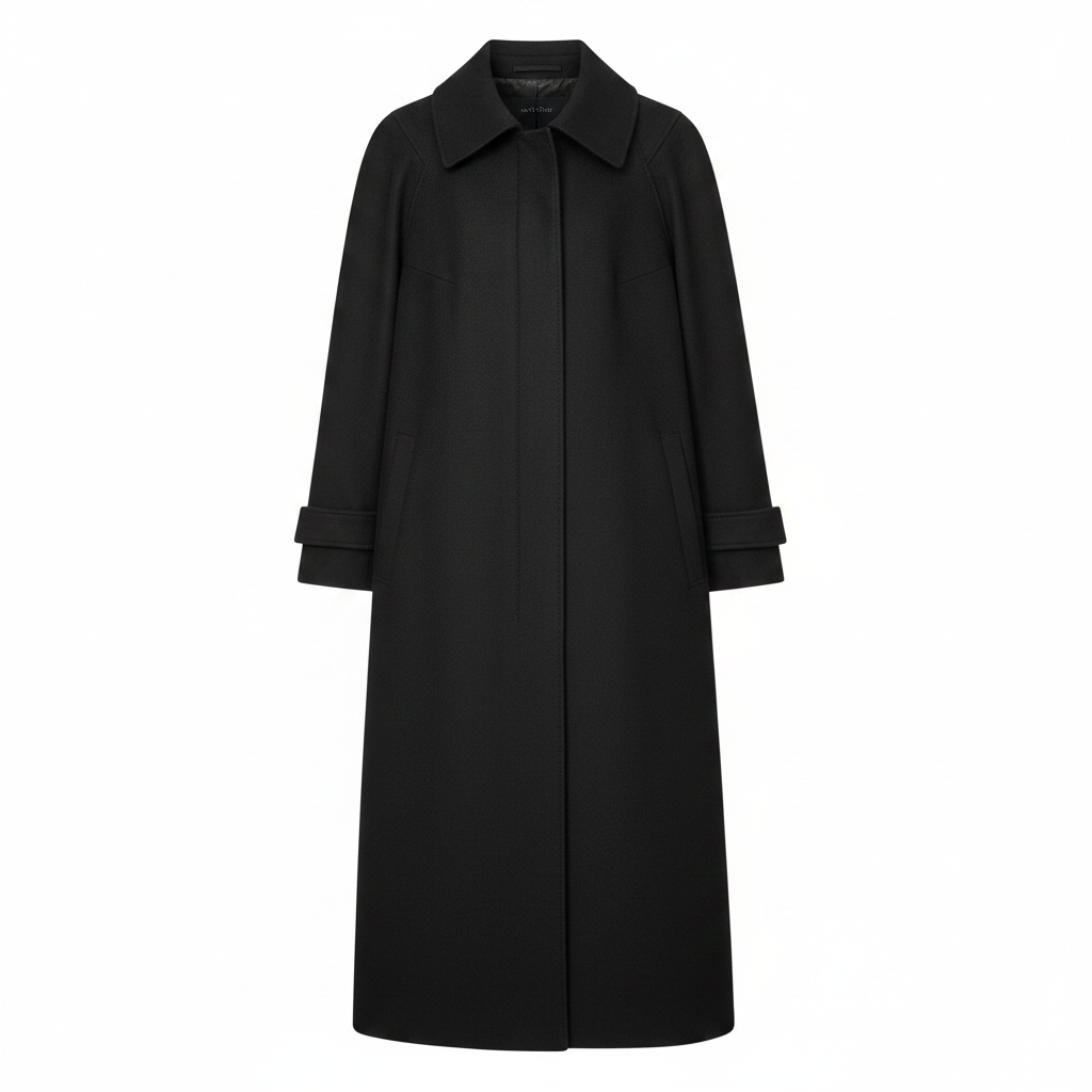 Black Wool-Blend Longline Maxi Coat ā AI photo