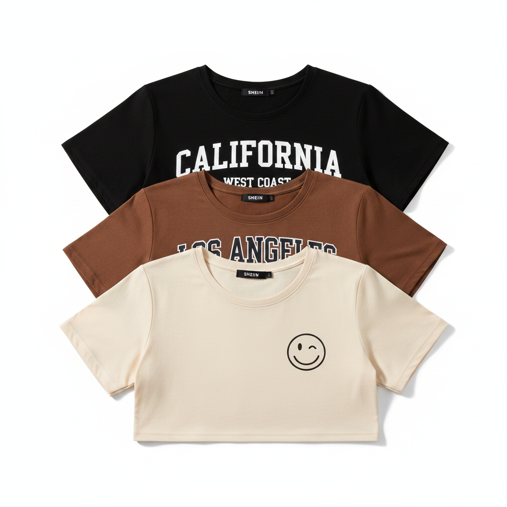 3-Piece Letter Graphic Crop Top Set