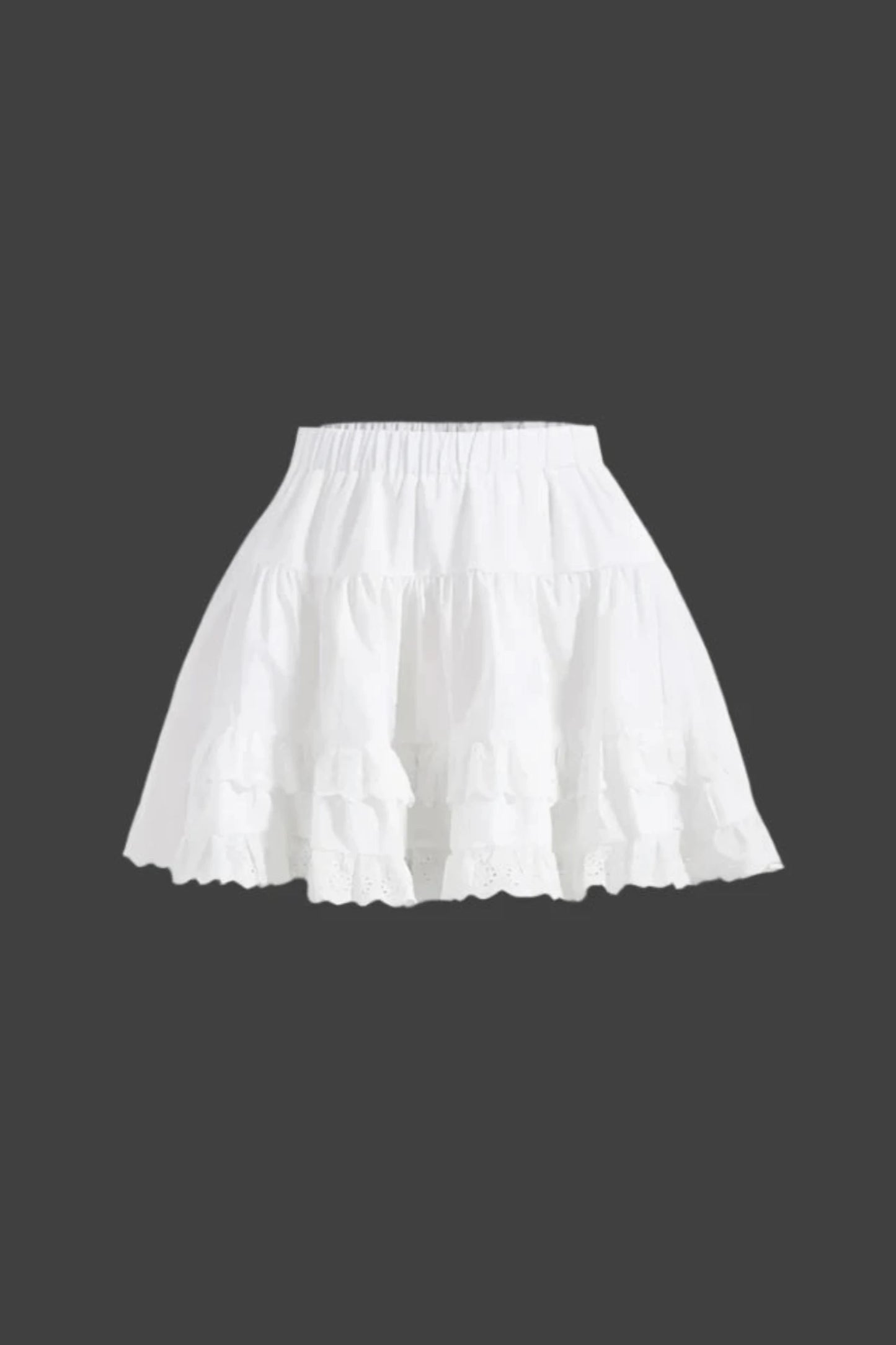 Eyelet Ruffle Hem Skirt