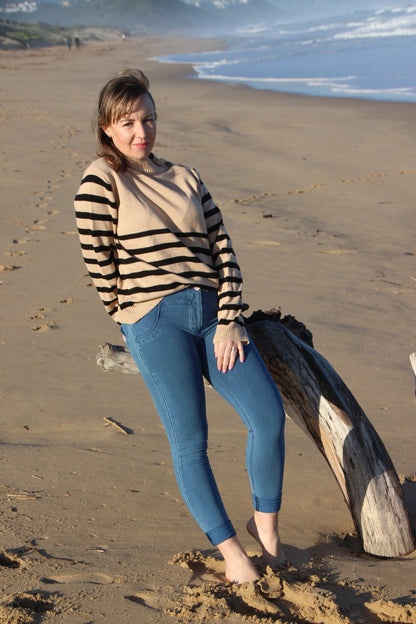 Stand Neck Striped Sweater