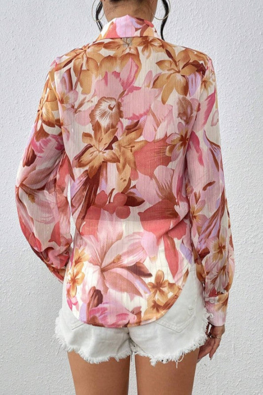 Raffinéa Women's Floral Printed Lantern Sleeve Blouse