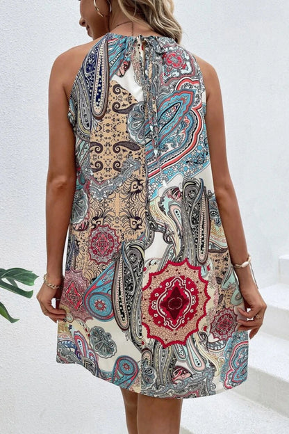 VCAY Floral & Paisley Print Tie Back Dress