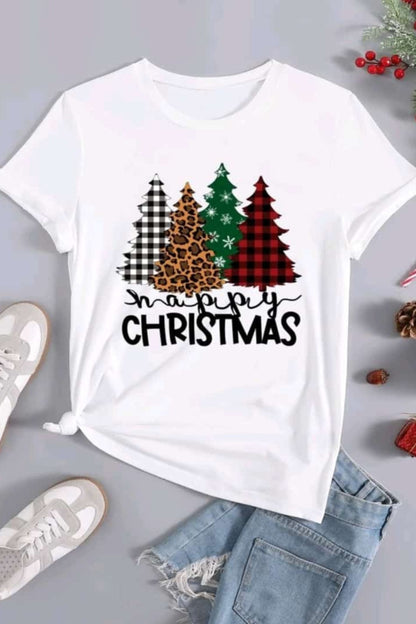 White Christmas Print Festive Tee