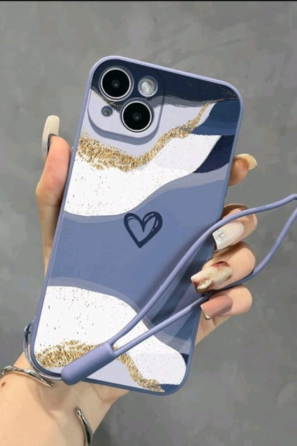 Heart Pattern Phone Case With Lanyard