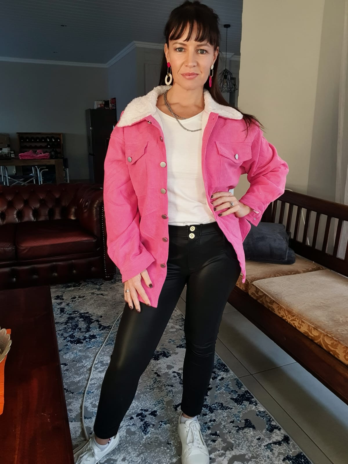 The 'Rosie' Hot Pink Corduroy Oversized Jacket