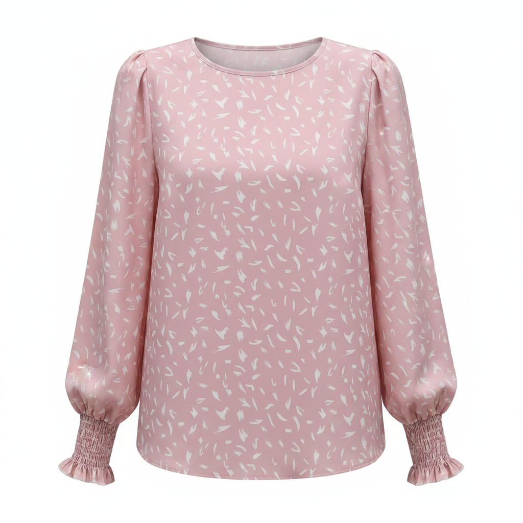 The 'Bloom' Allover Print Bishop Sleeve Blouse