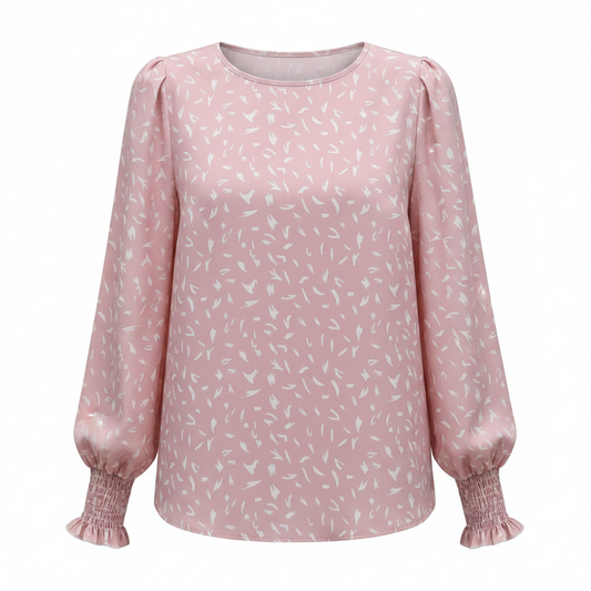 Allover Print Bishop Sleeve Blouse – Women's Printed Top
