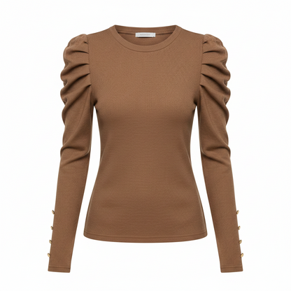The 'Puff' Solid Gigot Sleeve Button Blouse