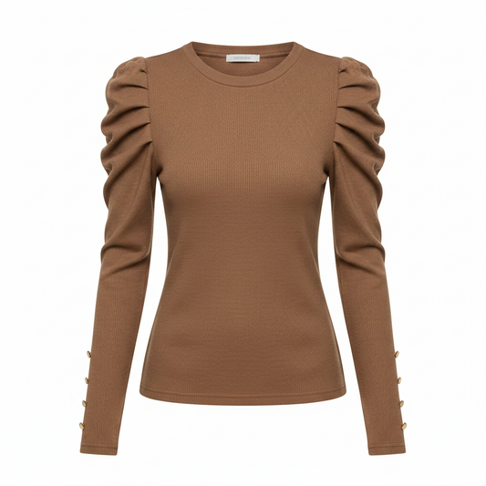 The 'Puff' Solid Gigot Sleeve Button Blouse