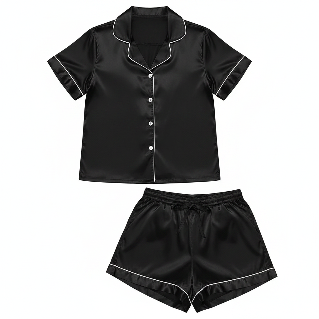 The 'Piping' Contrast Blouse & Shorts Pyjama Set