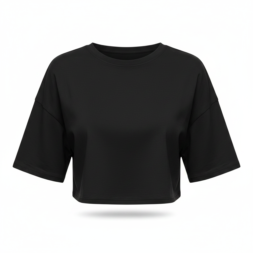 Drop Shoulder Solid Crop Top