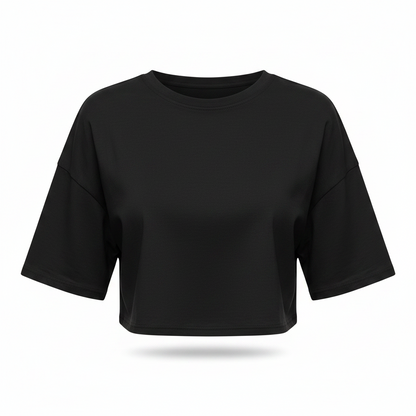 Drop Shoulder Solid Crop Top