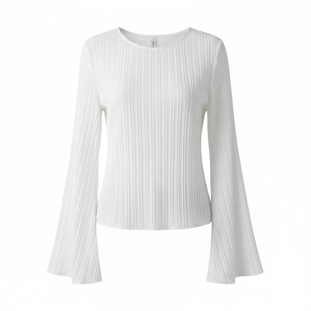 The 'Plisse' Flare Long Sleeve Blouse