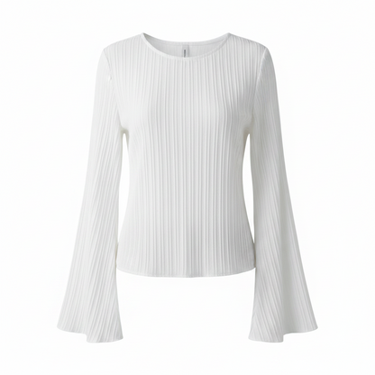 The 'Plisse' Flare Long Sleeve Blouse