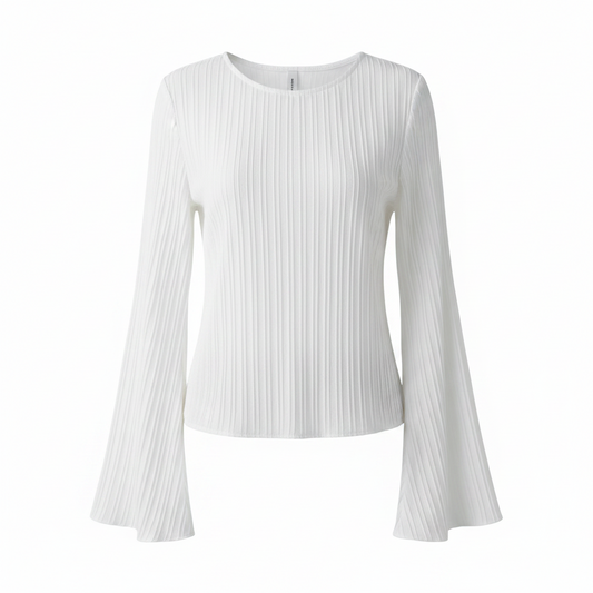 The 'Plisse' Flare Long Sleeve Blouse