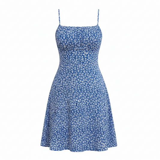 Floral Lace Up Open Back Cami Dress