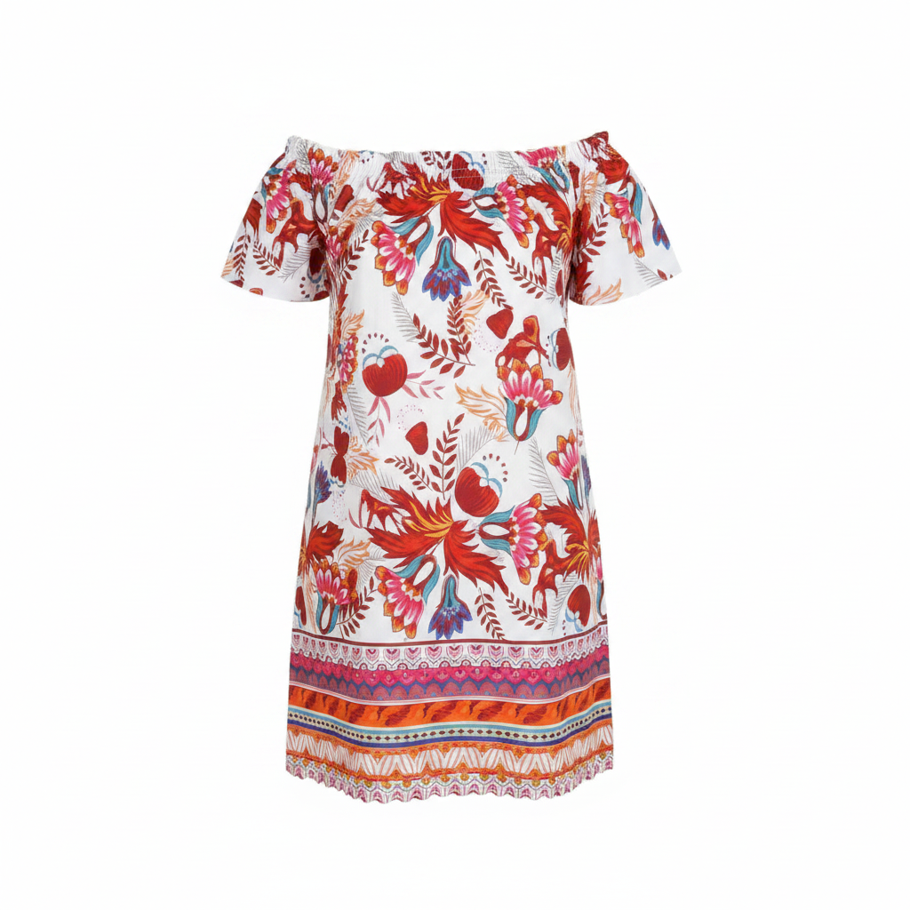 The 'Frill' Floral Off Shoulder Trim Dress