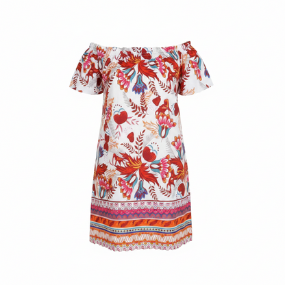 The 'Frill' Floral Off Shoulder Trim Dress