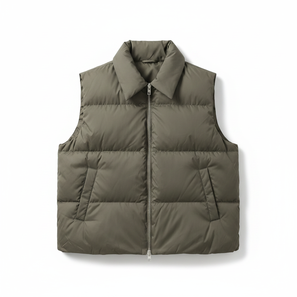 Ladies Khaki Olive Puffer Bodywarmer – white background