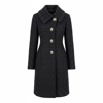 Drykorn for Beautiful People Ladies Navy Charcoal Tweed Boucle Fitted Coat – AI photo