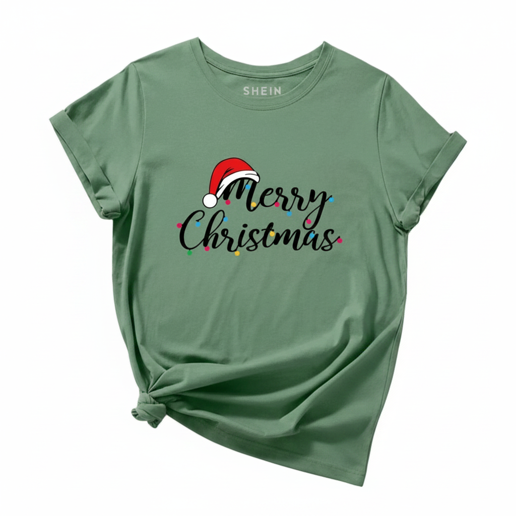 Christmas Print Tee on white background