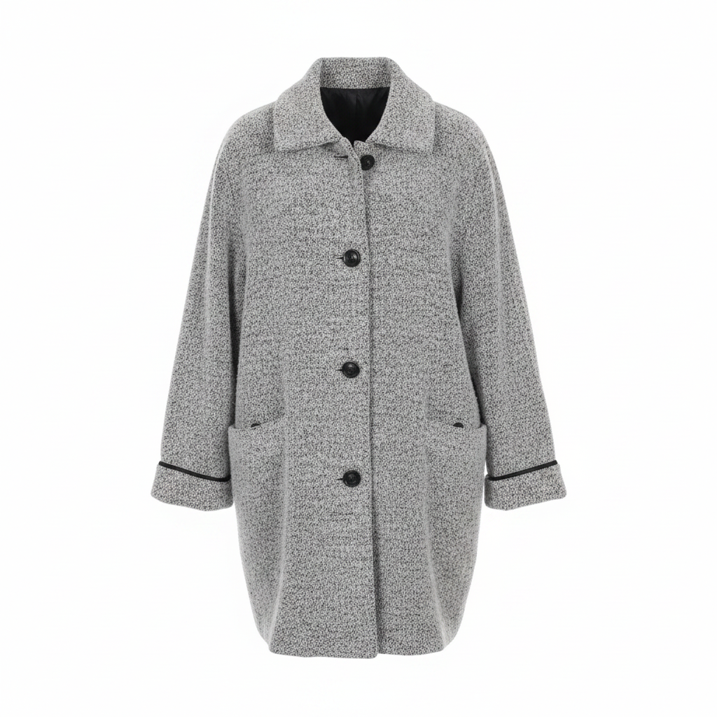 Ladies Salt & Pepper Boucle Oversized Coat – AI photo