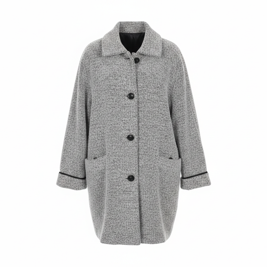 Ladies Salt & Pepper Boucle Oversized Coat – AI photo