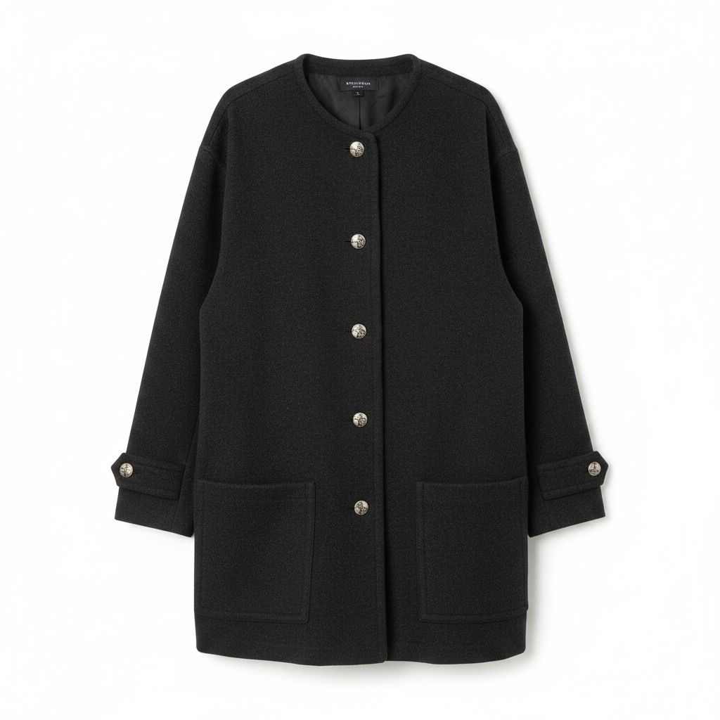 Ladies Black Collarless Jacket – AI photo