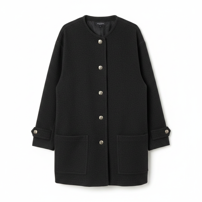 Ladies Black Collarless Jacket – AI photo