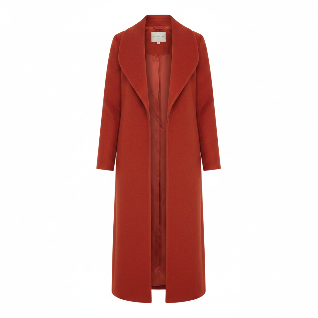 Ladies Burnt Orange Rust Maxi Coat – AI photo