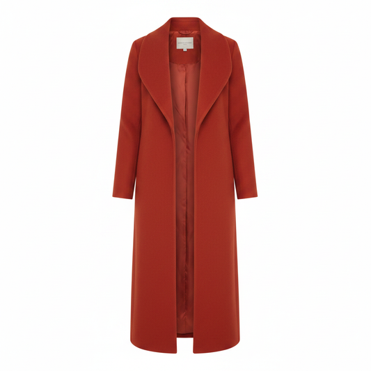 Ladies Burnt Orange Rust Maxi Coat – AI photo