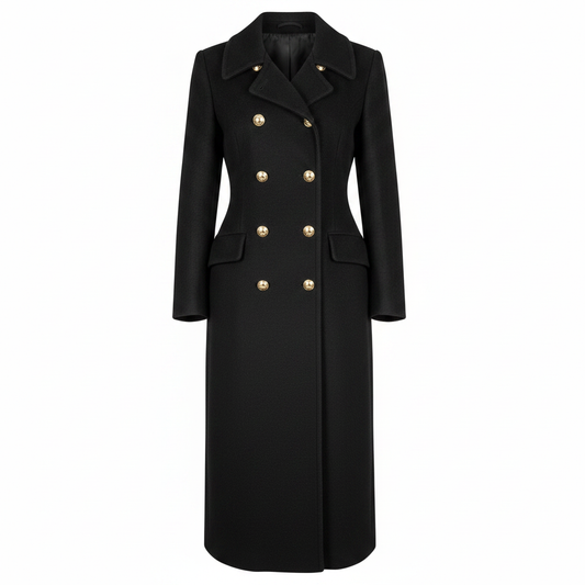 Viventy by Bernd Berger Ladies Black Double-Breasted Longline Coat – AI photo