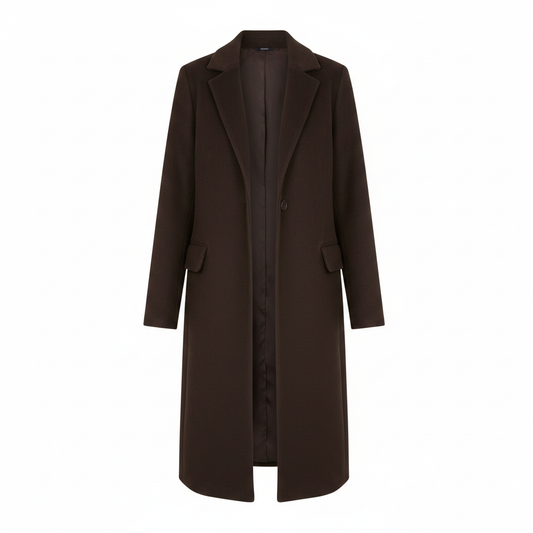 Ladies Dark Brown Longline Coat – AI photo