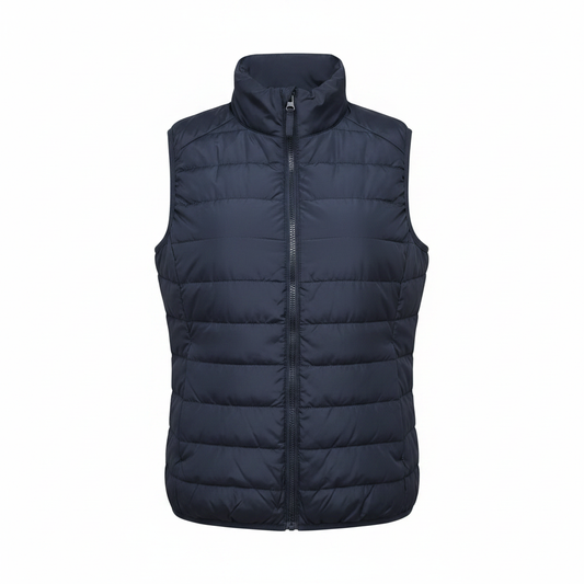 Ladies Pier One Navy Puffer Bodywarmer – white background
