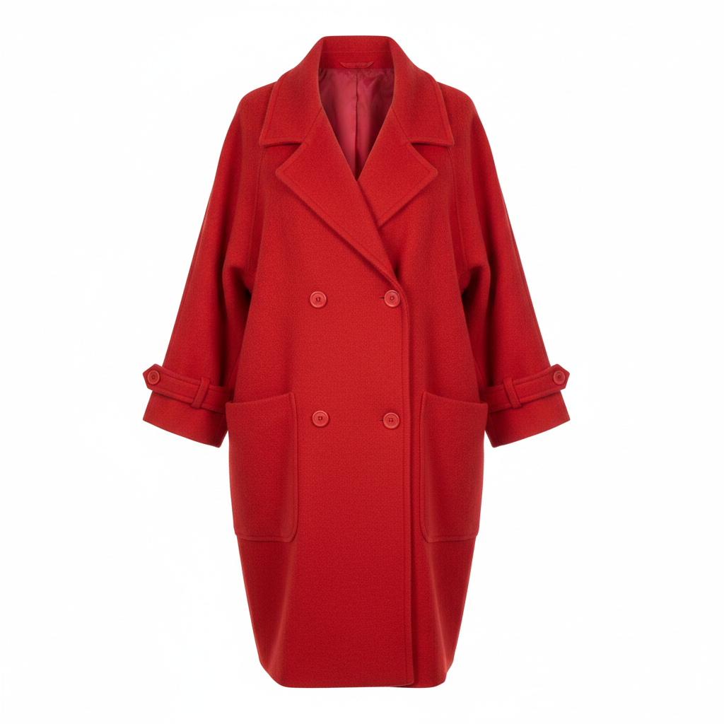 Ladies Red Wool-Blend Coat – front AI photo