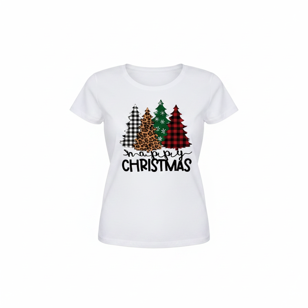 Christmas Print Tee on white background