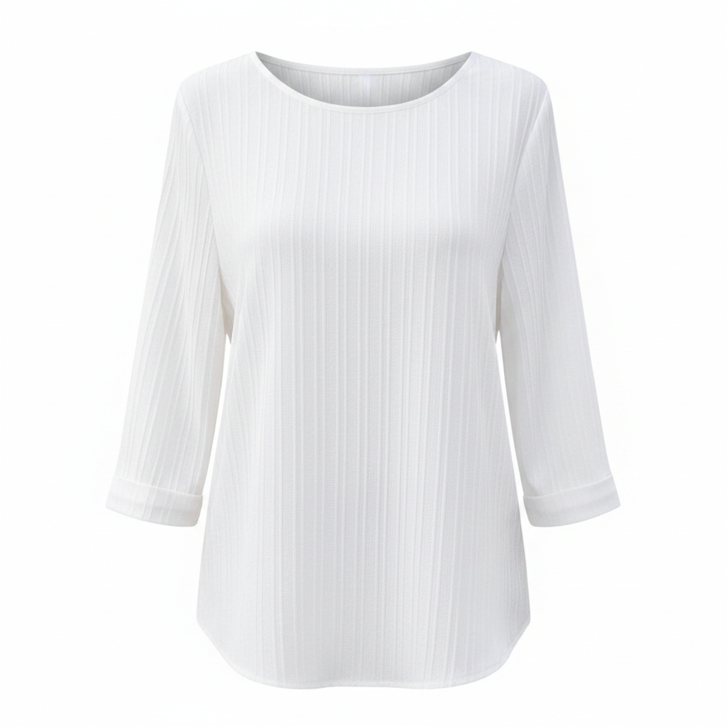 Loose Texture Shirt – Women's Three Quarter Sleeve Top on white background