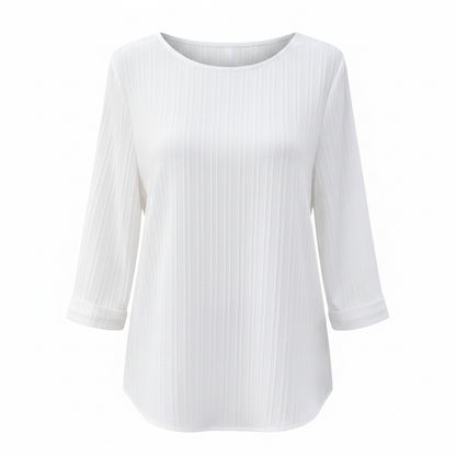 Loose Texture Shirt – Women's Three Quarter Sleeve Top on white background