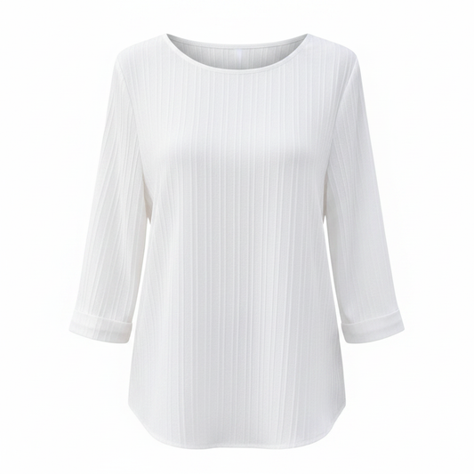 Loose Texture Shirt – Women's Three Quarter Sleeve Top on white background