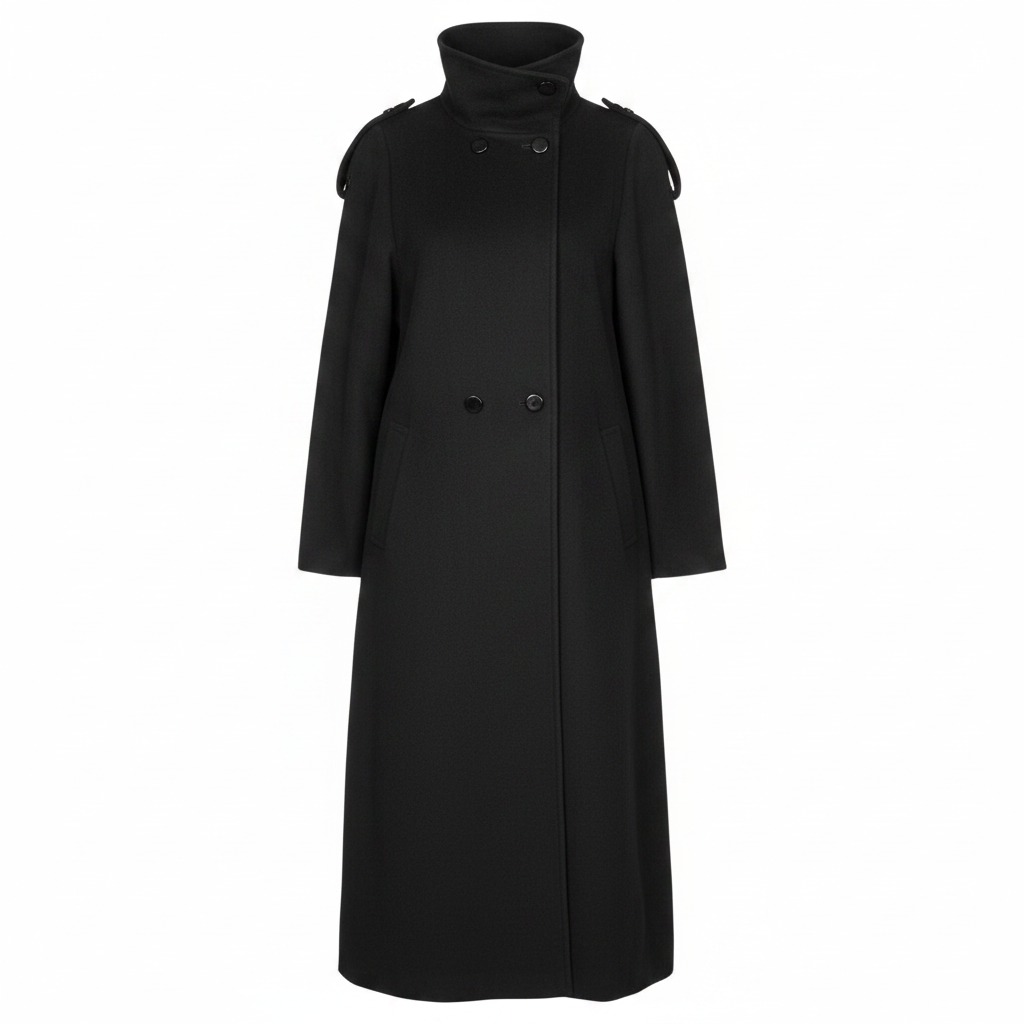 Admont Ladies Black Wool-Blend Maxi Coat – AI photo