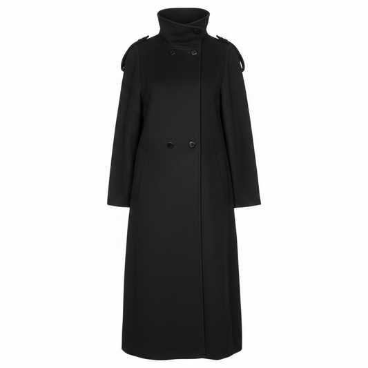 Admont Ladies Black Wool-Blend Maxi Coat – AI photo